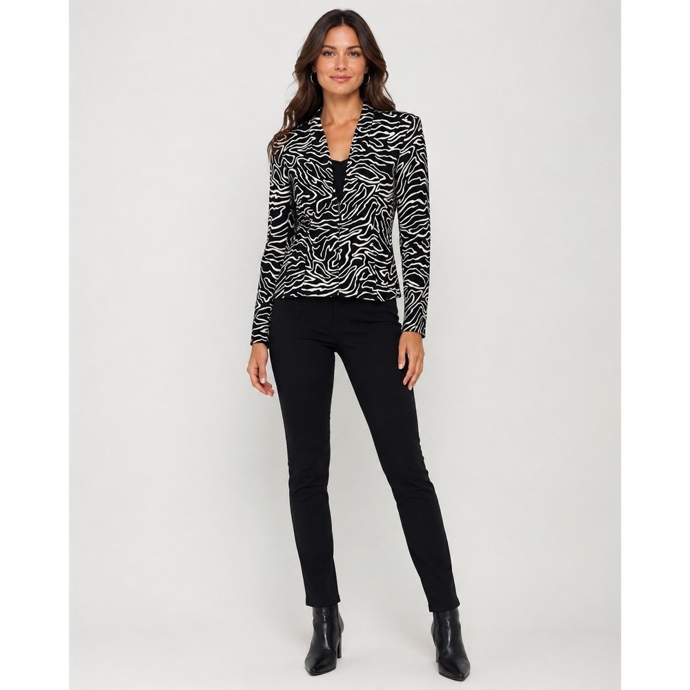 Talbots Jacket‎ Womens 12 Black White Silk Wool Blend Satin Lined 1/2 Zip